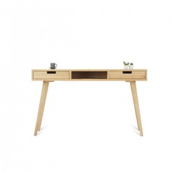 A large loft desk 130 cm with two white or oak drawers and a 130x50 cm shelf