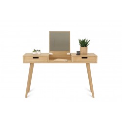 Scandinavian dressing table with a desk and mirror in one, two white or oak drawers and a shelf